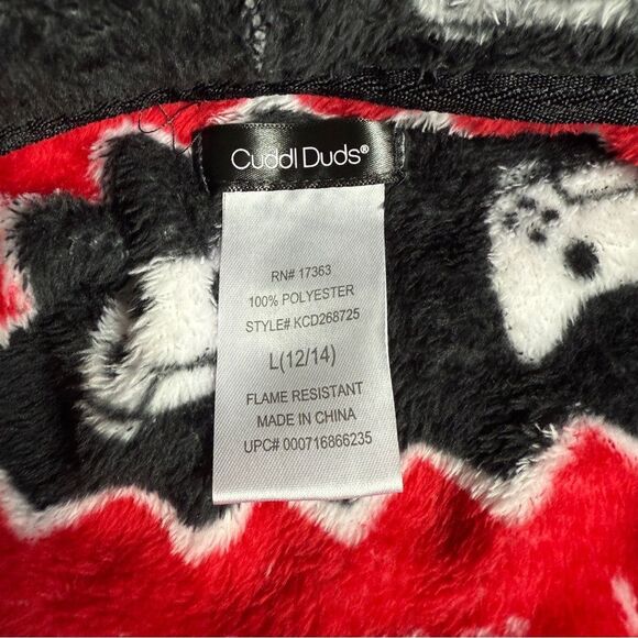 Cuddl Duds Gamer Cozy Fleece Robe Boys Black Red White - Picture 2 of 5
